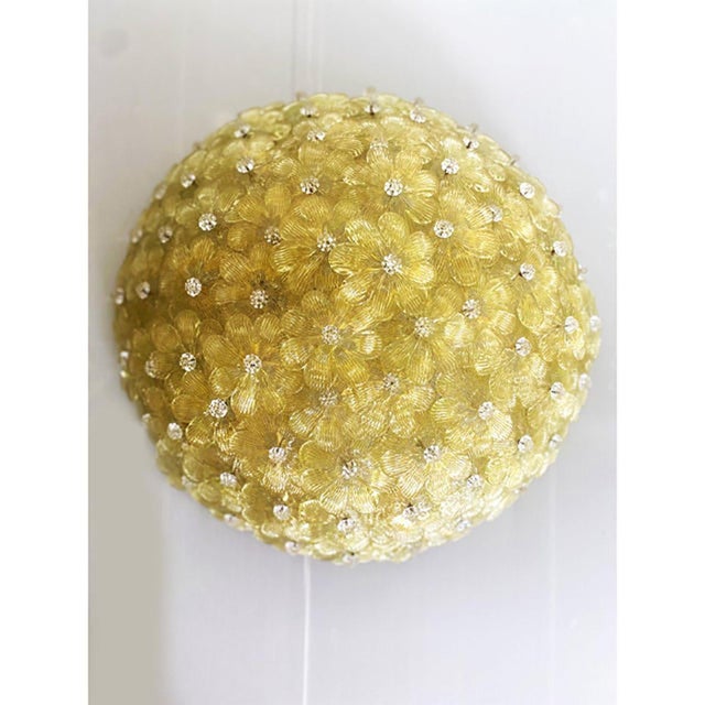 Glass Italian Gold Flower Murano Glass Ceiling Light by Simoeng For Sale - Image 7 of 9