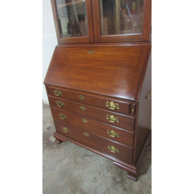 Chippendale Late 20th Century John Hancock Henkel Harris Secretary Desk Cherry Secret Compartment For Sale - Image 3 of 11