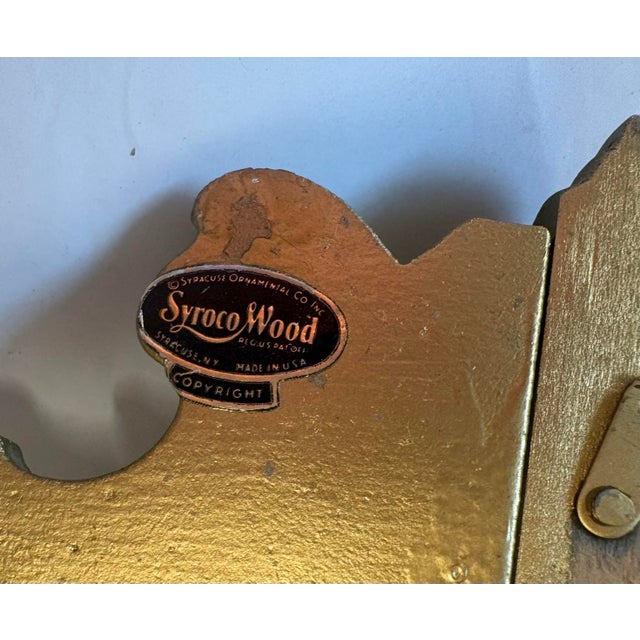 Plastic Vintage Syroco Wood Gold Wall Shelf For Sale - Image 7 of 9