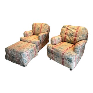 Vintage Quatrine "Milan" Lounge Chairs & Ottoman - Set of 3 For Sale