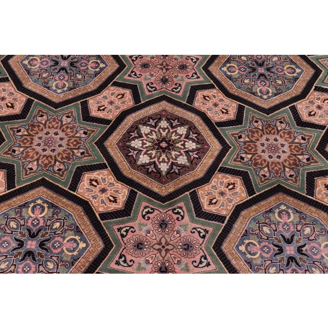 Shabby Chic Firdous Pak-Persian Black/Multi Wool Rug - 9'2'' X 12'1'' For Sale - Image 4 of 9
