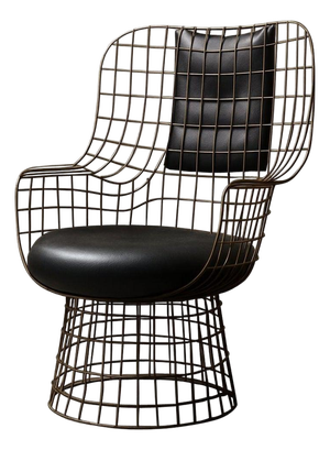 Wireframe Armchair in Bronze and Leather by Marsica Fossati