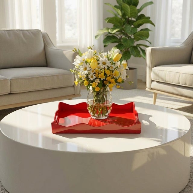 Contemporary Spangle Scalloped Tray Rust For Sale - Image 3 of 11