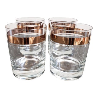 Vintage Dorothy Thorpe 18 K Gold Band Cocktail Glasses - a Set of 4 For Sale
