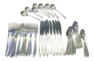 Mid-Century Modern Oneida Skyward Silverplate Flatware Set- 45 Pieces