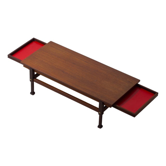 Italian Coffee Table in Teak with Hidden Drawers, 1960s For Sale