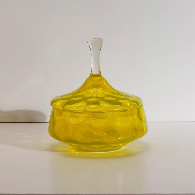 Yellow Glass Apothecary Jar from Stelvia Empoli, Italy, 1950s For Sale - Image 4 of 10