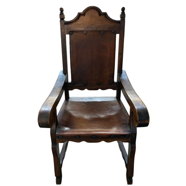 1950s 1950s Set of 6 Spanish Renaissance Revival Dining Chairs, Two Arm Chairs, Four Side Chairs For Sale - Image 5 of 15