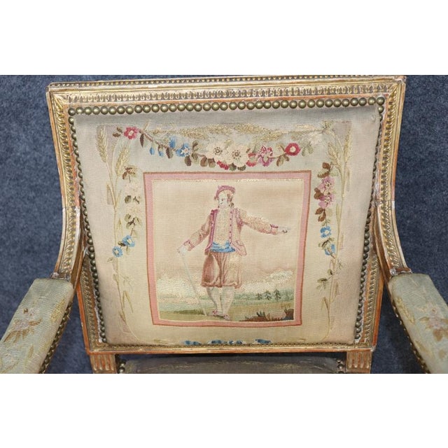 Pair 19th Century French Louis XVI Style Giltwood Aubusson Armchairs For Sale - Image 13 of 13