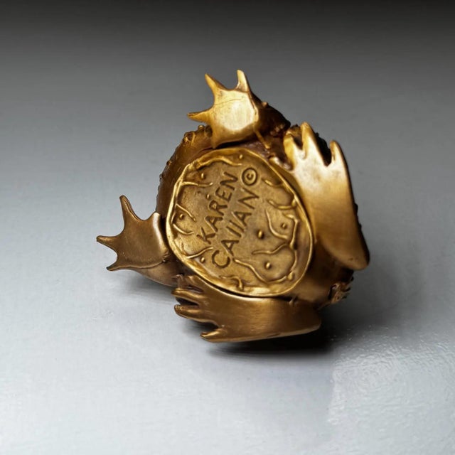 Traditional Karen Caviano Bronze Horned Frog Sculpture | Limited Edition Cast Figurine For Sale - Image 3 of 3