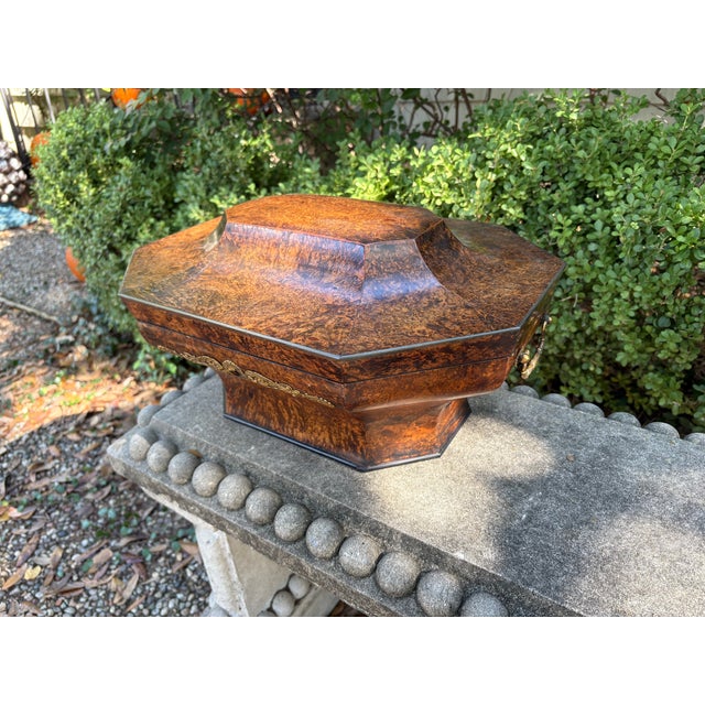 Brown 19th Century English Georgian Burlwood Wig Box For Sale - Image 8 of 12