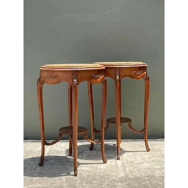 Mid 20th Century Vintage Louis XV Stone Top Side Tables - A Pair For Sale - Image 5 of 12