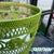 Wood Boho Vintage Lime Green Wicker Basket For Sale - Image 7 of 9