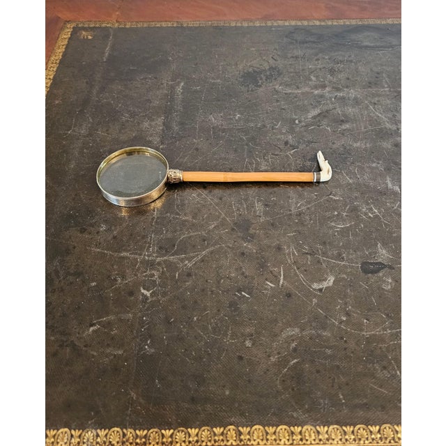 Ivory Fine Bespoke Antique Victorian Era Ivory Greyhound Dog Carving Handheld Magnifying Glass For Sale - Image 8 of 12