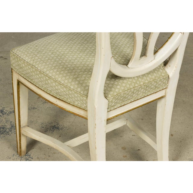 Set of 8 Late 19th Century Gustavian Style Chairs in Olive Green Floral Fabric For Sale - Image 17 of 18