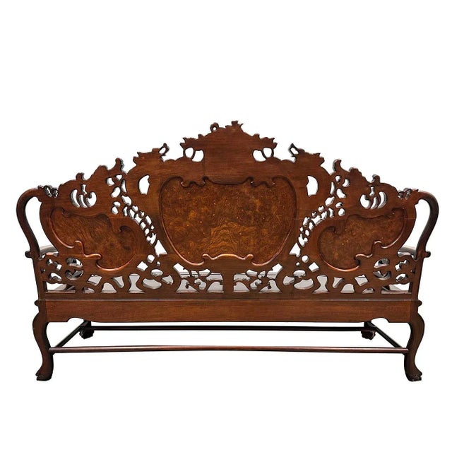 19世紀Carved Rosewood Settle Bench ben7-17-17ch.jpg