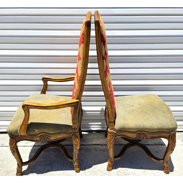 Century Furniture French Dining Chairs Leather Seats Set of 8 For Sale - Image 10 of 17