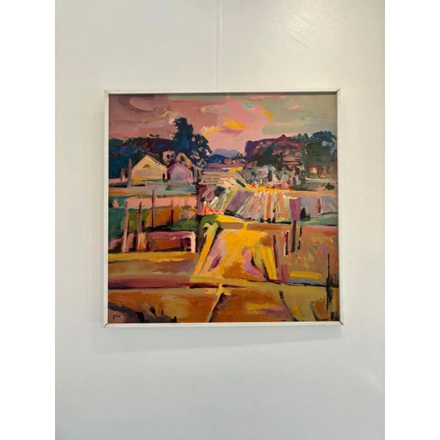 Oil on masonite sold with frame Total size with frame 102x102 cm Jean Krillé is a Swiss artist from Geneva, recognized for...