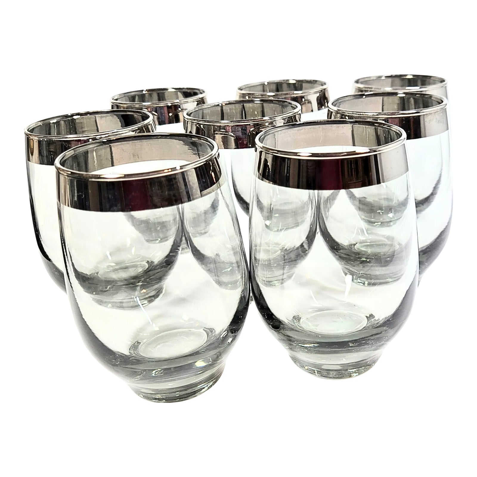Smoked Grey Dorothy Thorpe Style Stemless Goblets- Set of Eight | Chairish