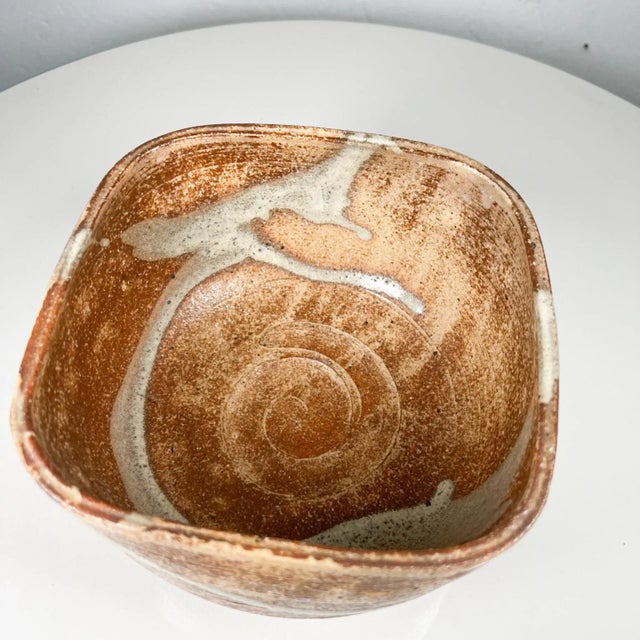 Vintage Japanese Artisan Modern Art Pottery Bowl Signed For Sale - Image 9 of 10