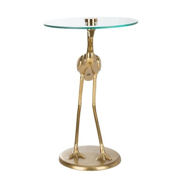 Metal Tori Crane Base Accent Table - Gold/Glass For Sale - Image 7 of 8