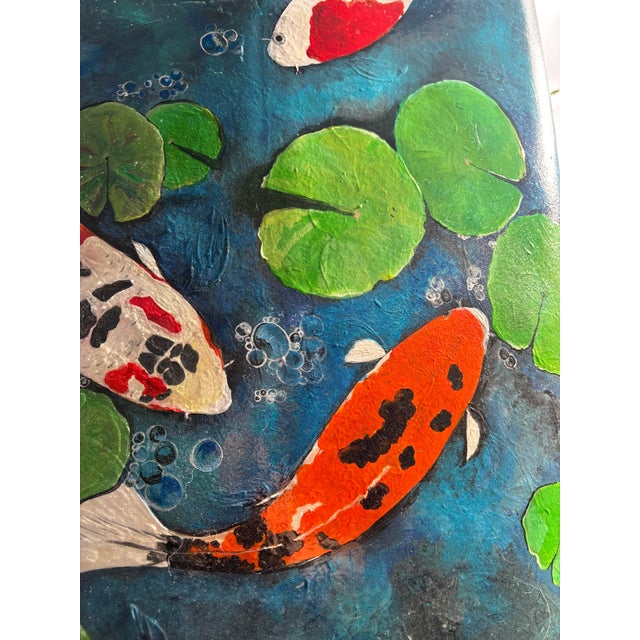 2020s Custom Hand Painted Koi Surfboard For Sale - Image 5 of 7