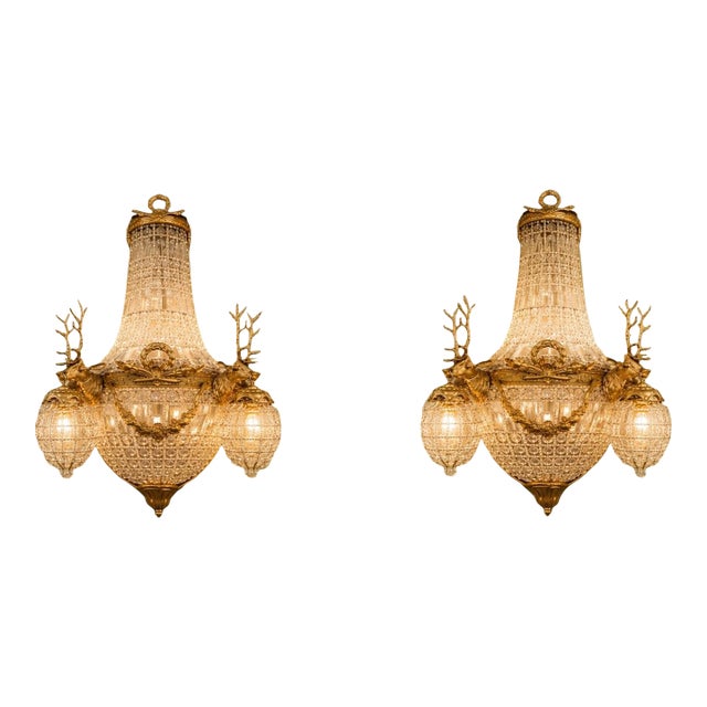 1980 French Artisan Louis XVI Gold Bronze Sconces Wall Lamps - Pair For Sale