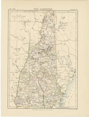 Antique Map of New Hampshire, 1884