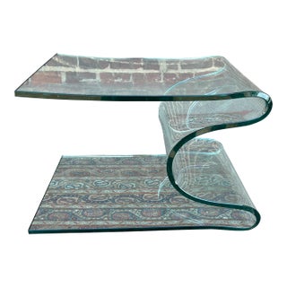 Ribbon Glass Side Table For Sale