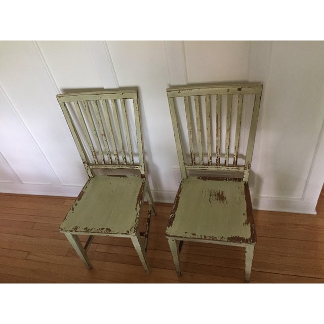 Modern Crate & Barrel ”Village” Green Dining Chairs a Pair Chairish