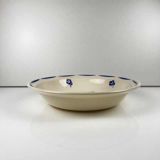 Low salad bowl, semi-porcelain by Badonviller, blue floral pattern, early 20th century Dimensions: Diameter: 28 cm Total...