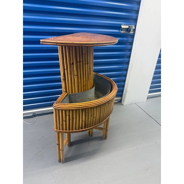 Wood Vintage Rattan Table With Planter or DryBar For Sale - Image 7 of 12