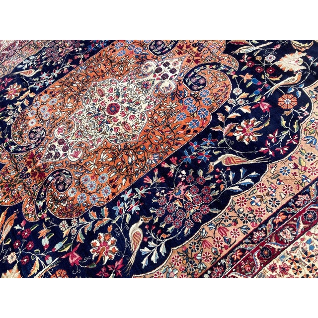 Blue Antique Kirman Lavar Rug in Wool, 1890s For Sale - Image 8 of 18