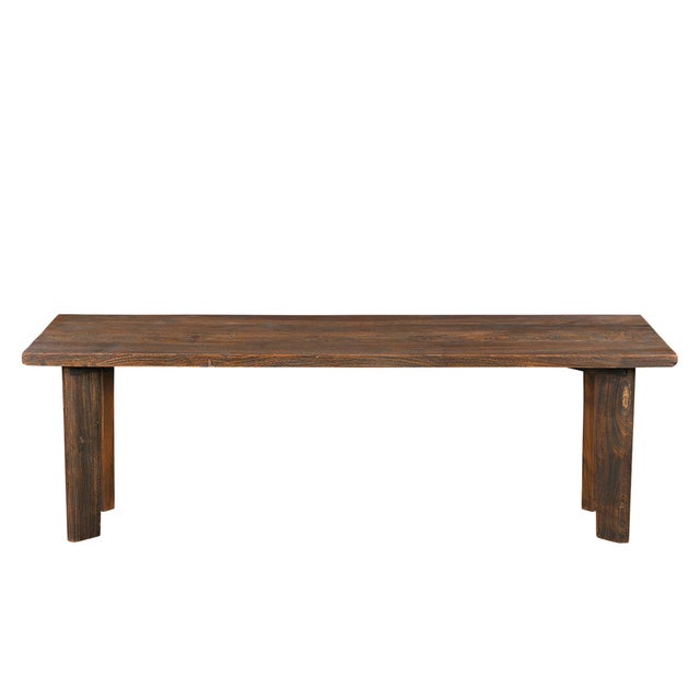 Contemporary 1960s Farmhouse Dark Brown Mango Wood Entryway Bench For Sale - Image 3 of 3