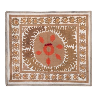 1960s Samarkand Suzani Tablecloth 4' X 4'9" For Sale