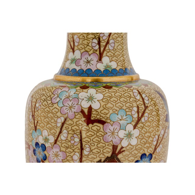 Early 20th Century Vintage Chinese Cloisonné Brass Enamel Vase For Sale - Image 5 of 10