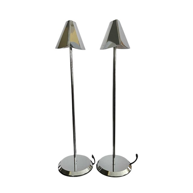 Modern Vintage Chrome Buffet Lamps - a Pair For Sale - Image 3 of 10
