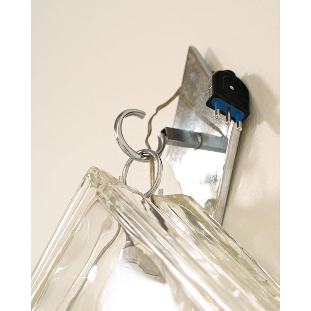 European Pressed Glass and Metal Wall Light, 1970s For Sale - Image 6 of 8