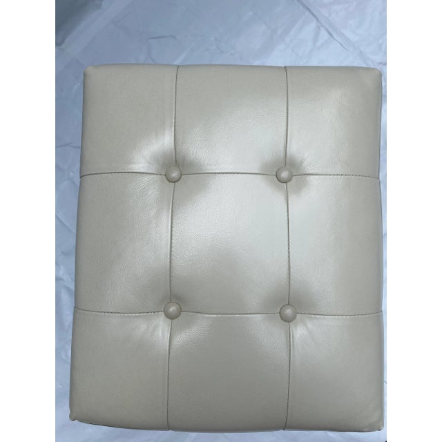 Chrome Mitchell Gold + Bob Williams Bar Stools Leather and Polished Stainless Steel Pair - Set of 2 For Sale - Image 8 of 9