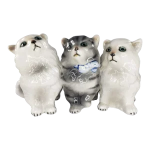1930s Vintage Goldscheider Wien Cats Kittens Long Haired Figurine