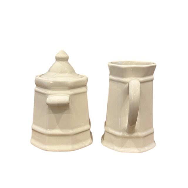 Pfaltzgraff Heritage White Ironstone Lidded Sugar and Creamer Set For Sale - Image 4 of 6