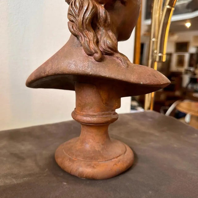 1900s Neoclassical Red Brick Patina Metal Italian Bust of a Woman For Sale - Image 10 of 10