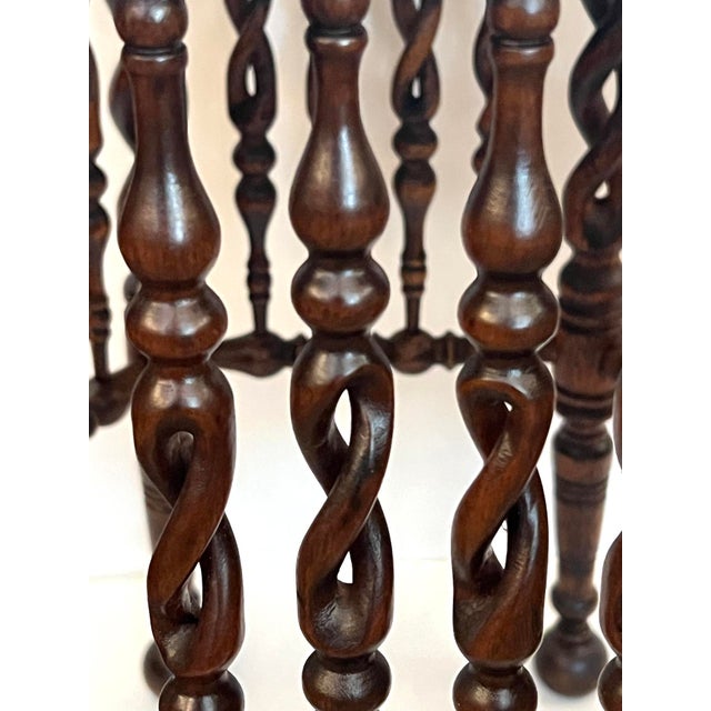 English Arts & Crafts Hexagonal Occasional Table With Openwork Barley Twist Body For Sale - Image 9 of 10
