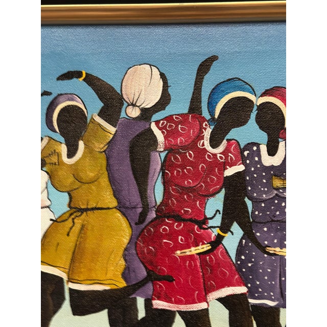 R. Shaw, Dancing Figures with Instruments, 1950s, Oil Painting on Canvas, Framed For Sale - Image 4 of 15