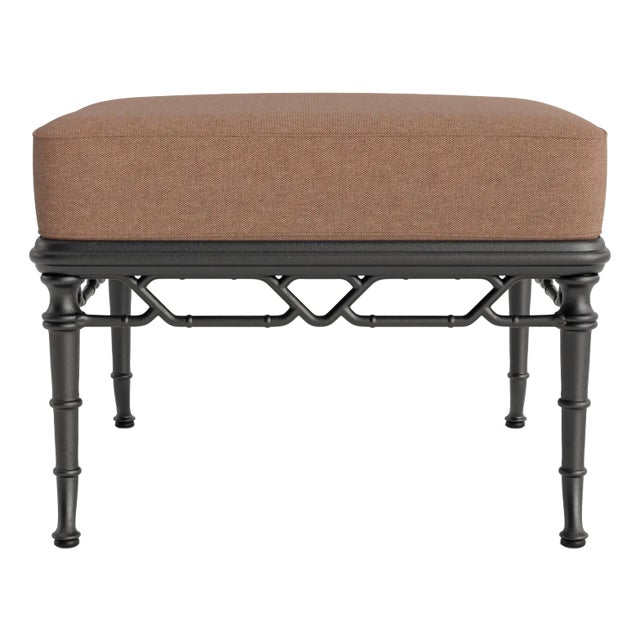 Brown Jordan Calcutta Ottoman, Textured Pewter frame with Fusion Clay fabric For Sale