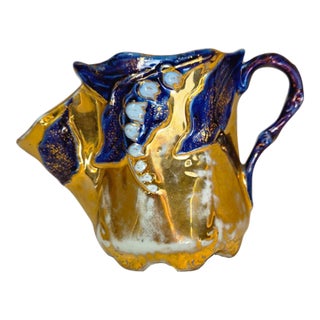 Circa 1900 Continental Cobalt and Gilt Porcelain Shaving Scuttle For Sale