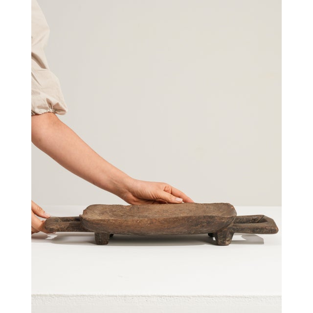 Mid 20th Century Mali Brutalist Brown Wood Platter For Sale In Greensboro - Image 6 of 18