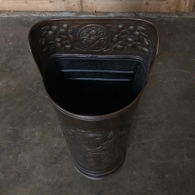 19th Century Embossed Brass Umbrella Stand Trash Can Chairish
