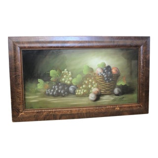 Early 1900's European Harvest Fruit Original Charcoal Drawing For Sale