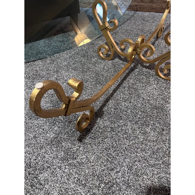 Vintage Hollywood Regency Gold Gilt Wrought Iron Coffee Cocktail Table Exquisitely Large For Sale - Image 10 of 13